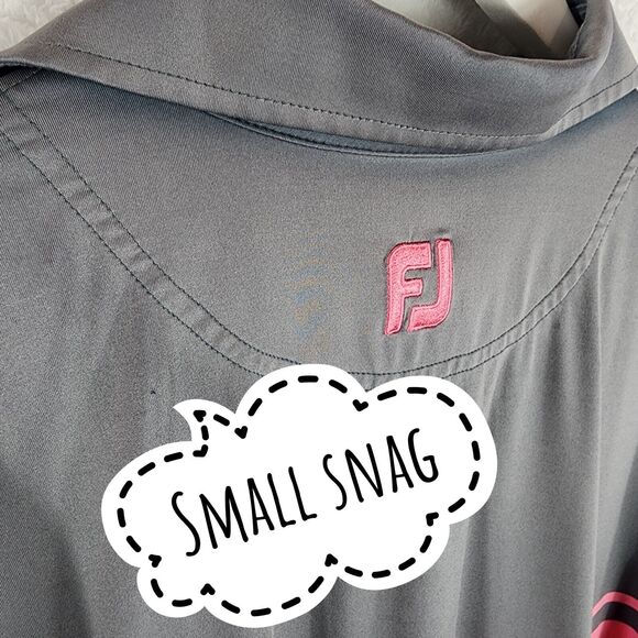 FootJoy Golf Polo Shirt Men M Grey and Pink Striped Stonecreek Logo - Picture 6 of 8